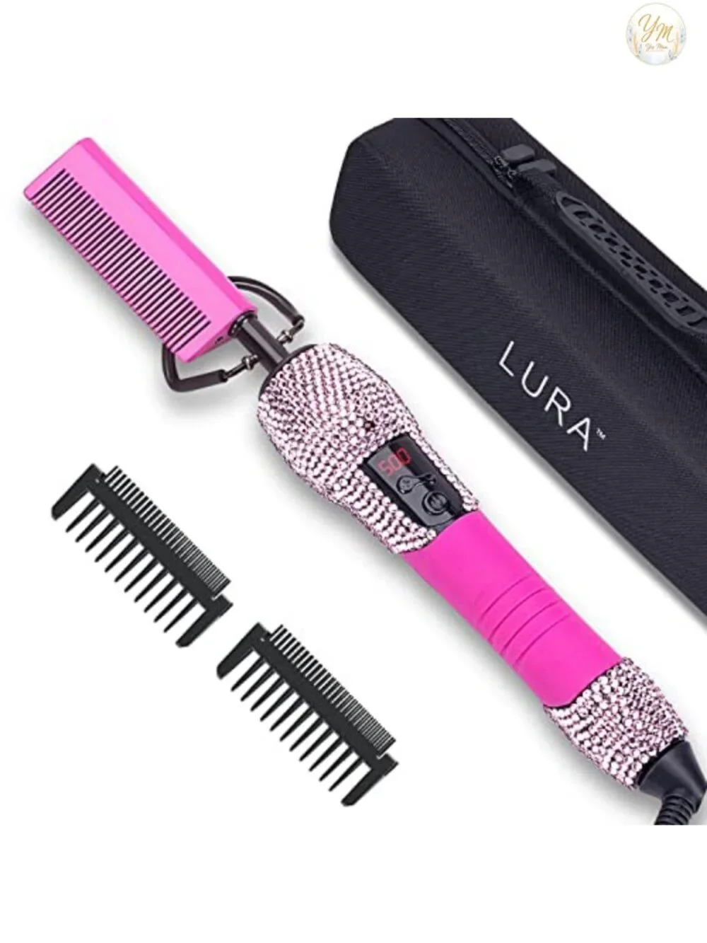 Electric Hot Comb for Wigs, Ceramic Straightener, Pressing Comb with Digital